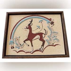 Vintage Spirit of the Hunt Rainbow Man Sand Sand Painting Framed Southwest Art